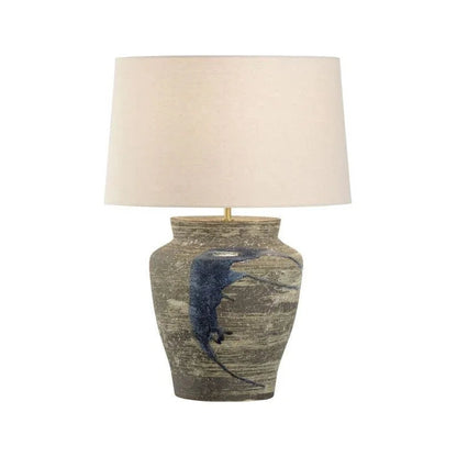 Riku Modern Japanese Artistry Indigo Glaze Table Lamp - LOOMLAN - Wildwood - Table Lamps