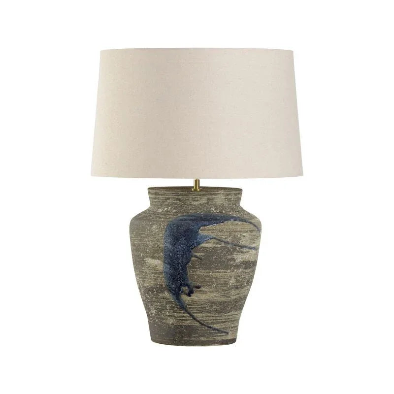 Riku Modern Japanese Artistry Indigo Glaze Table Lamp - LOOMLAN - Wildwood - Table Lamps