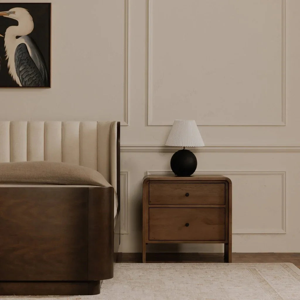 Riley Oak Waterfall Edge Design Nightstand - LOOMLAN - Moe's Home - Nightstands