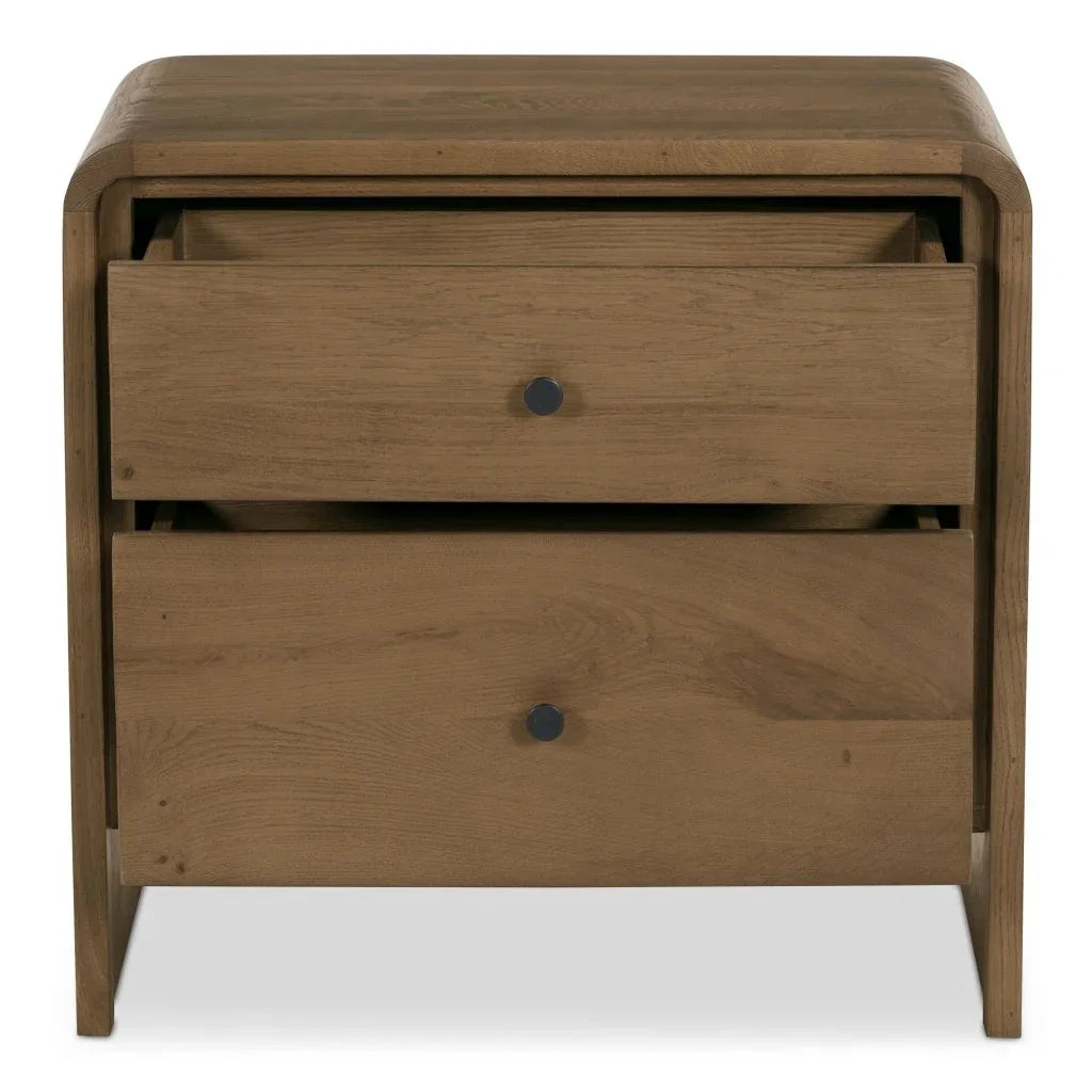 Riley Oak Waterfall Edge Design Nightstand - LOOMLAN - Moe's Home - Nightstands