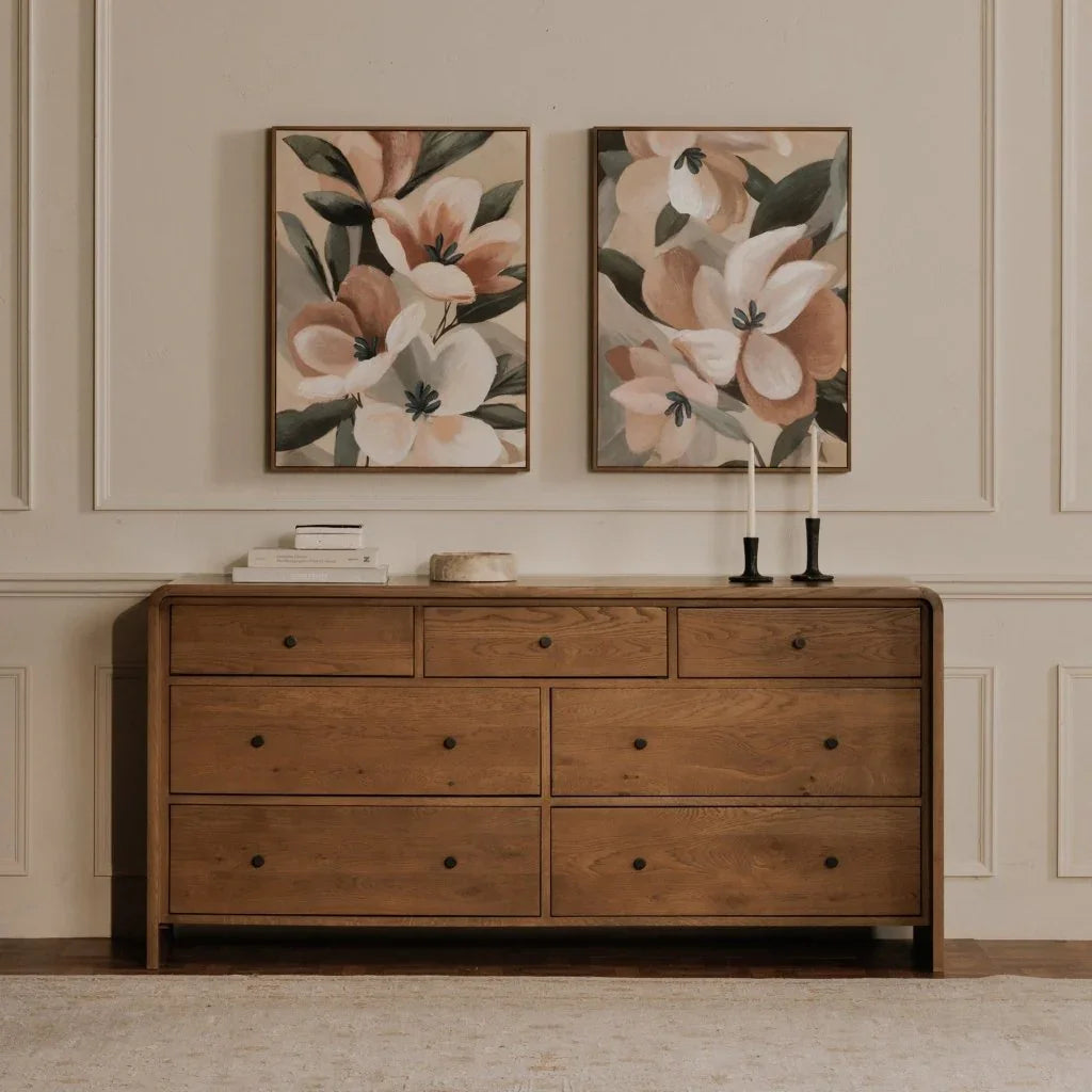 Riley Oak Waterfall Edge Seven Drawer Dresser - LOOMLAN - Moe's Home - Dressers