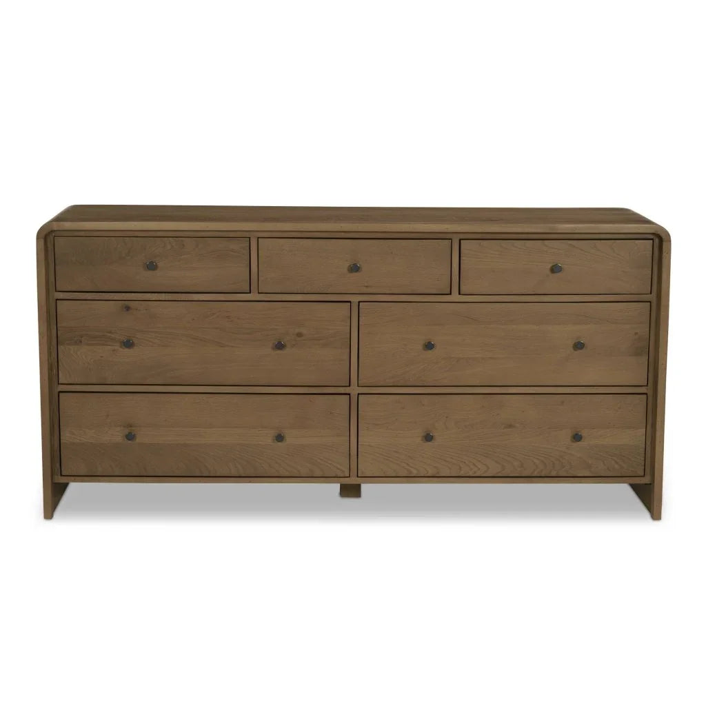 Riley Oak Waterfall Edge Seven Drawer Dresser - LOOMLAN - Moe's Home - Dressers