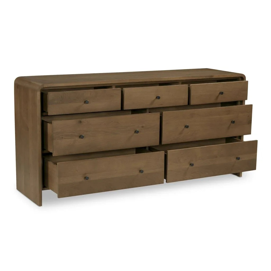 Riley Oak Waterfall Edge Seven Drawer Dresser - LOOMLAN - Moe's Home - Dressers