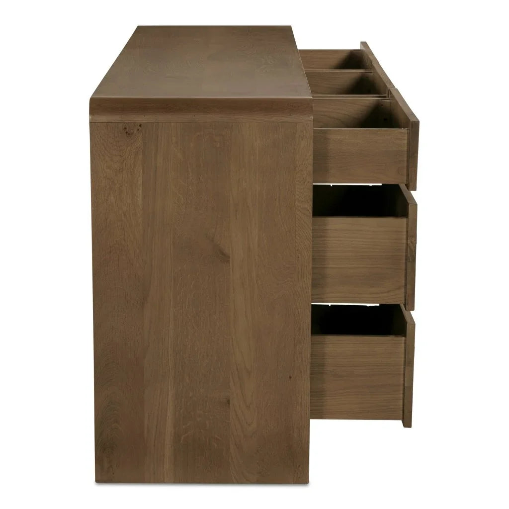 Riley Oak Waterfall Edge Seven Drawer Dresser - LOOMLAN - Moe's Home - Dressers