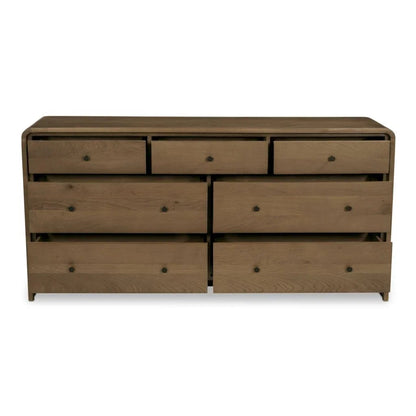 Riley Oak Waterfall Edge Seven Drawer Dresser - LOOMLAN - Moe's Home - Dressers