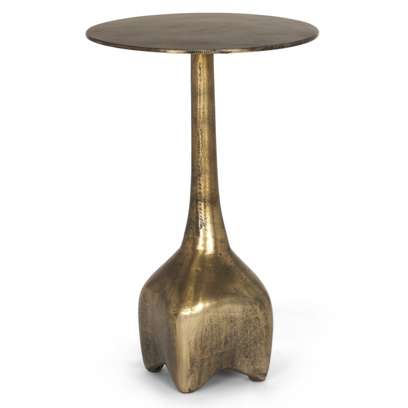 Risha Metalic Gold Round Accent Table