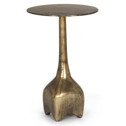 Risha Metalic Gold Round Accent Table