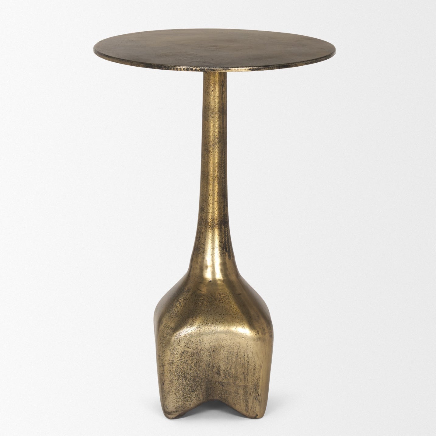 Risha Metalic Gold Round Accent Table