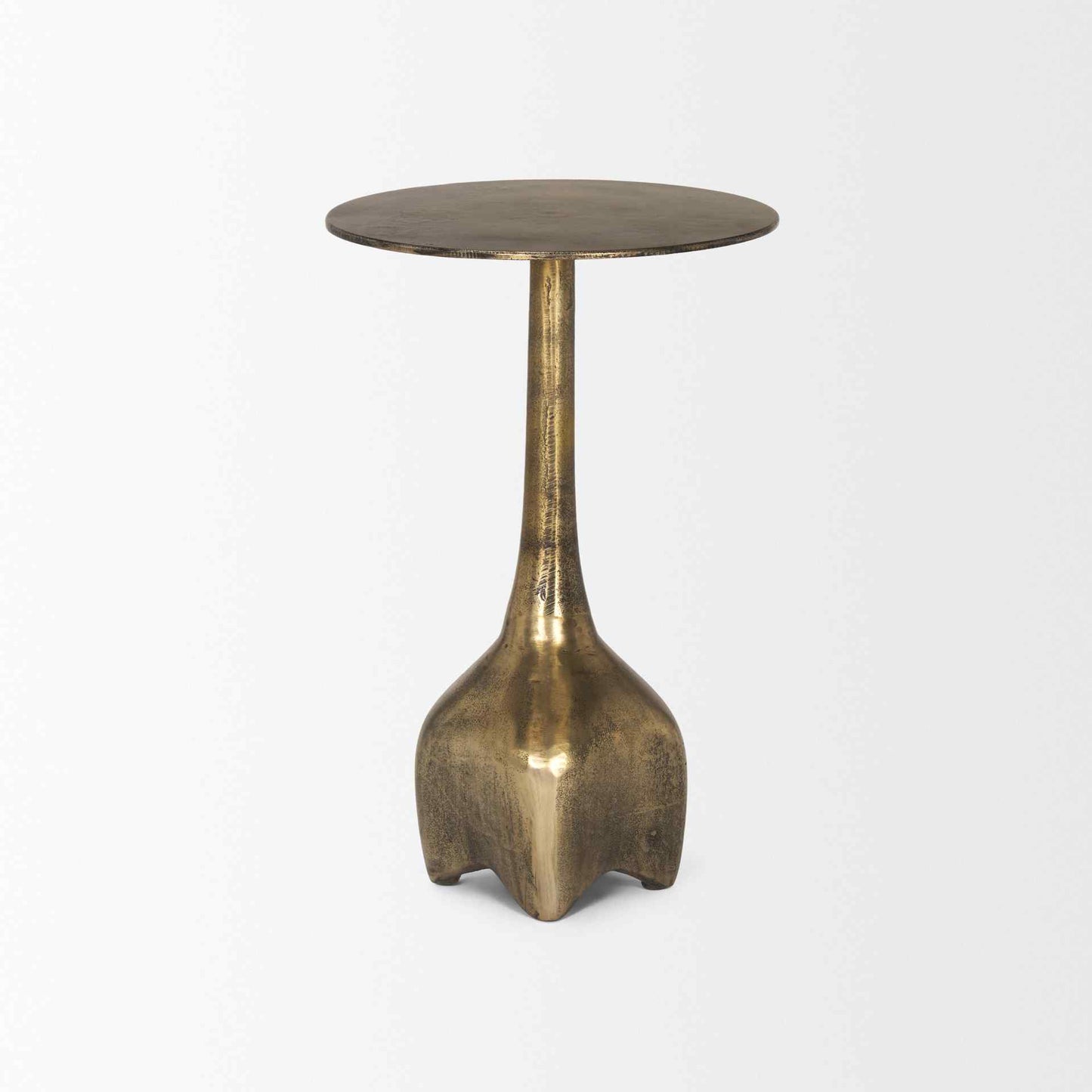Risha Metalic Gold Round Accent Table