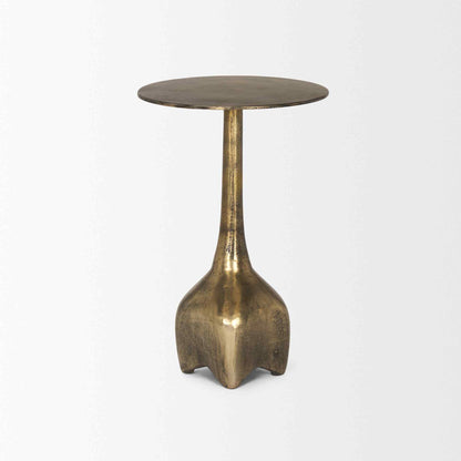 Risha Metalic Gold Round Accent Table