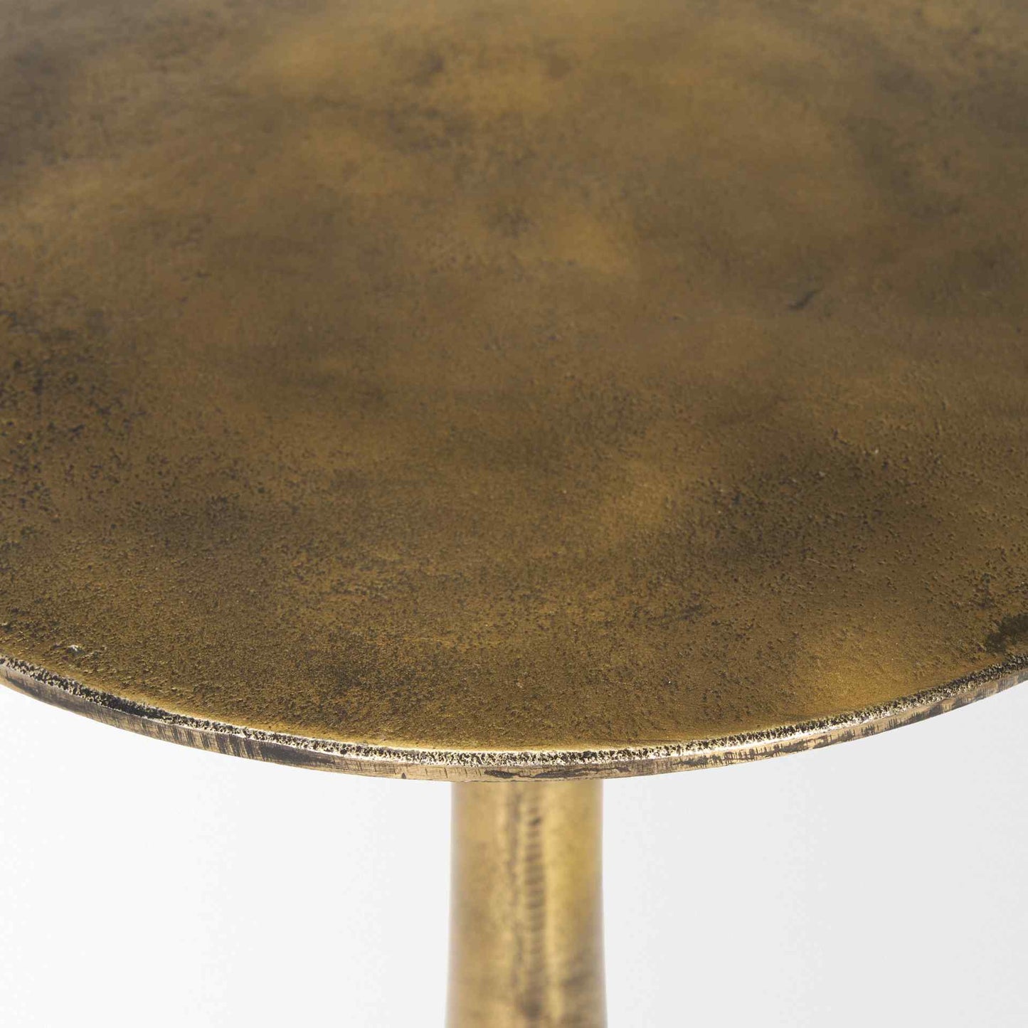 Risha Metalic Gold Round Accent Table