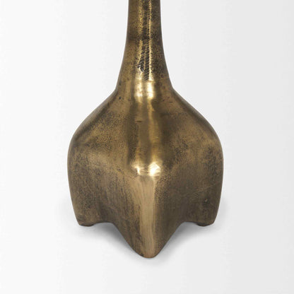 Risha Metalic Gold Round Accent Table