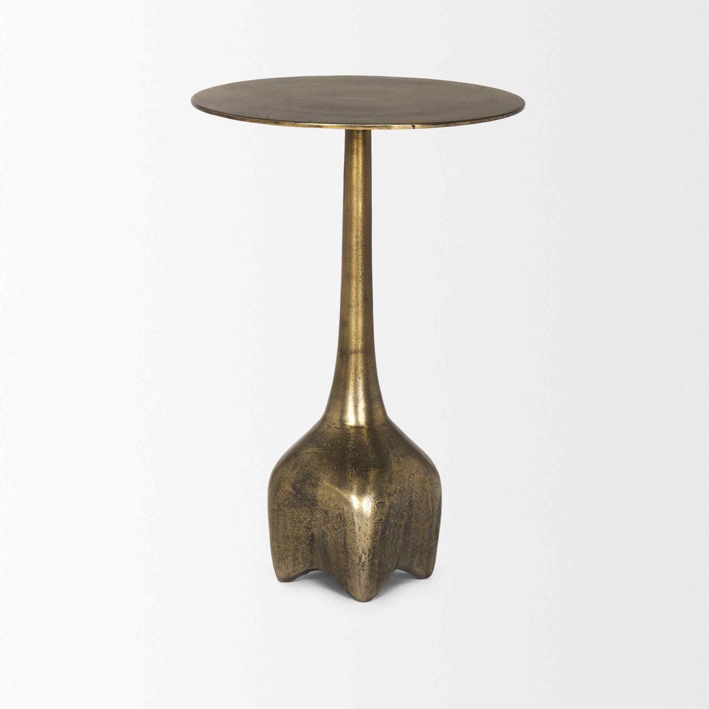 Risha Metalic Gold Round Accent Table