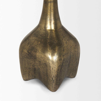 Risha Metalic Gold Round Accent Table