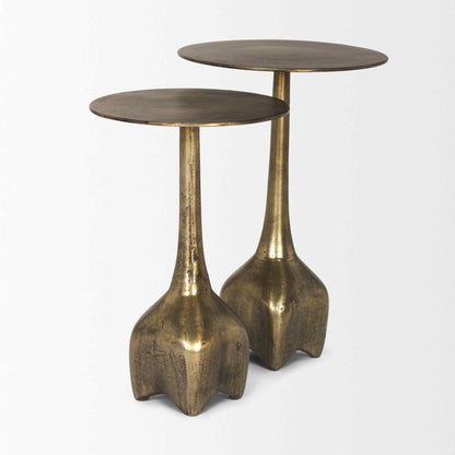 Risha Metalic Gold Round Accent Table