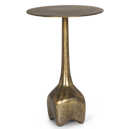 Risha Metalic Gold Round Accent Table