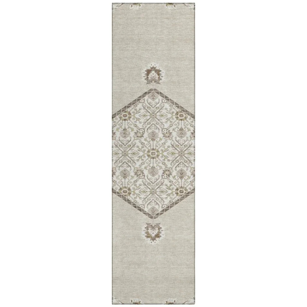 Riven Beige Washable Indoor-Outdoor Rug-Outdoor Rugs-LOOMLAN Rugs-2'3" x 7'6"-LOOMLAN