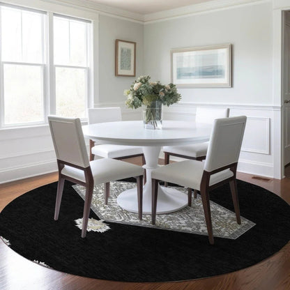 Riven Black Washable Indoor-Outdoor Rug-Outdoor Rugs-LOOMLAN Rugs-LOOMLAN