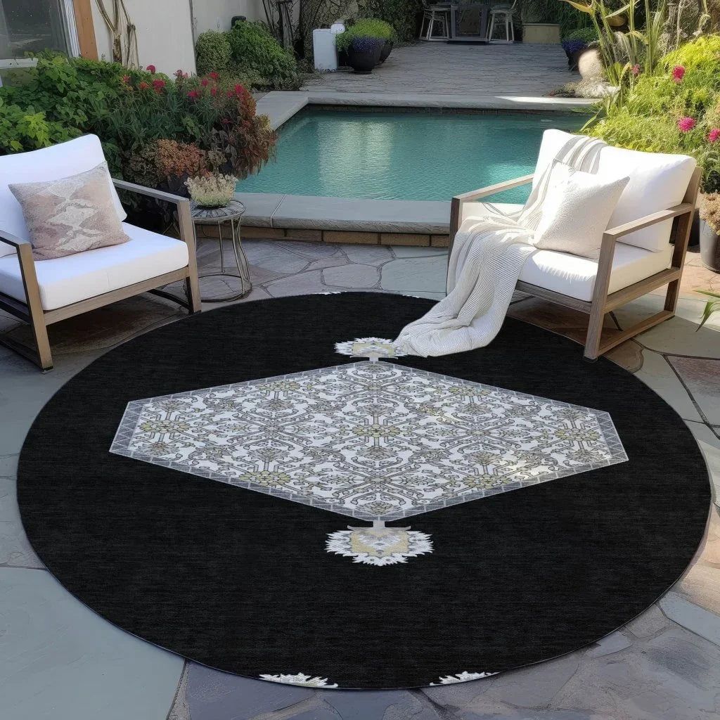 Riven Black Washable Indoor-Outdoor Rug-Outdoor Rugs-LOOMLAN Rugs-LOOMLAN