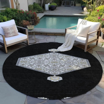 Riven Black Washable Indoor-Outdoor Rug-Outdoor Rugs-LOOMLAN Rugs-LOOMLAN