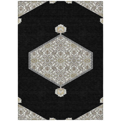 Riven Black Washable Indoor-Outdoor Rug-Outdoor Rugs-LOOMLAN Rugs-2'6" x 3'10"-LOOMLAN