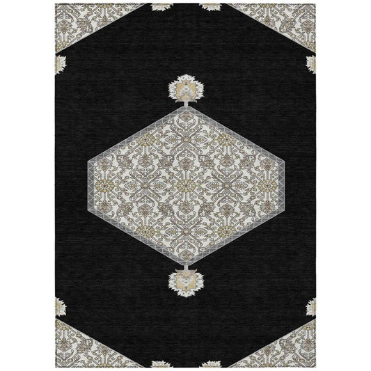 Riven Black Washable Indoor-Outdoor Rug-Outdoor Rugs-LOOMLAN Rugs-2'6" x 3'10"-LOOMLAN