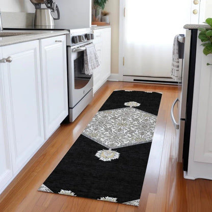 Riven Black Washable Indoor-Outdoor Rug-Outdoor Rugs-LOOMLAN Rugs-LOOMLAN