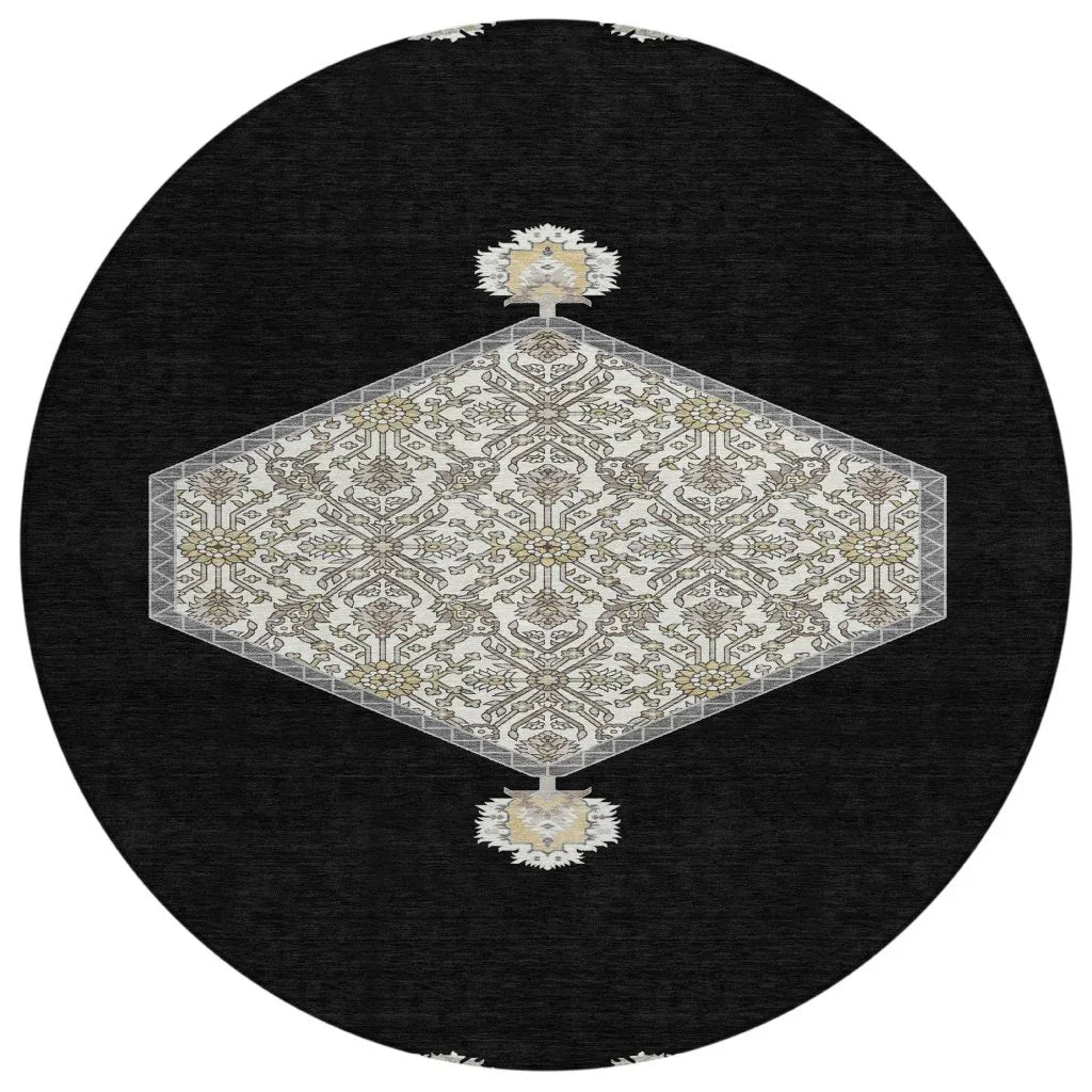 Riven Black Washable Indoor-Outdoor Rug-Outdoor Rugs-LOOMLAN Rugs-8' x 8'-LOOMLAN