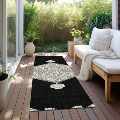 Riven Black Washable Indoor-Outdoor Rug-Outdoor Rugs-LOOMLAN Rugs-LOOMLAN