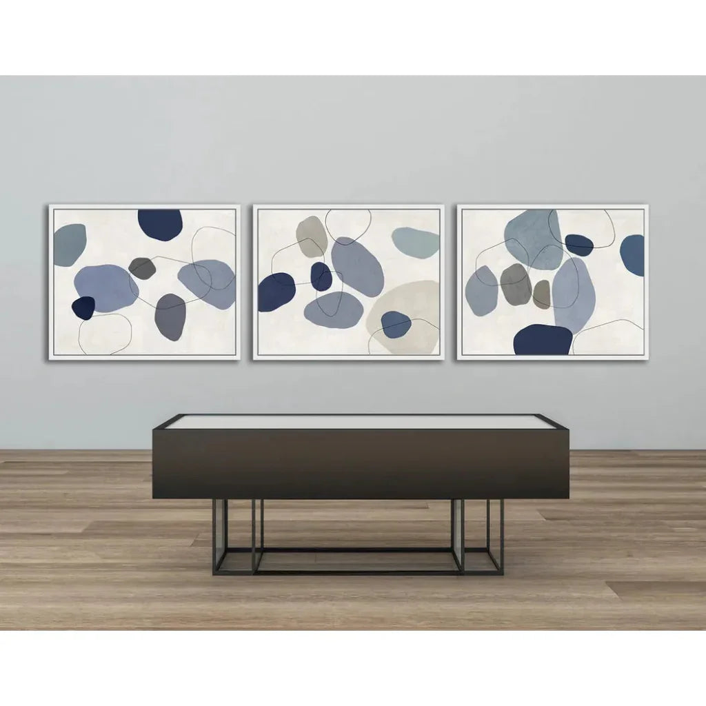 River Stones Blue I Artwork d Canvas Floating - LOOMLAN - LOOMLAN - Canvas Art