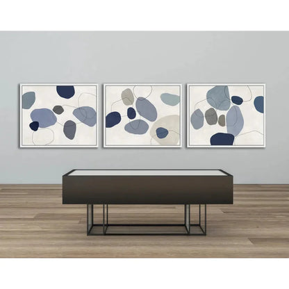 River Stones Blue I Artwork d Canvas Floating - LOOMLAN - LOOMLAN - Canvas Art