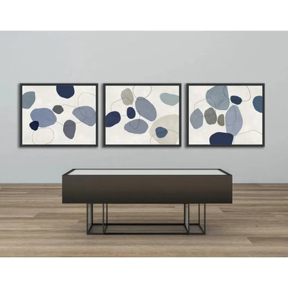 River Stones Blue III Artwork d Canvas Floating - LOOMLAN - LOOMLAN - Canvas Art