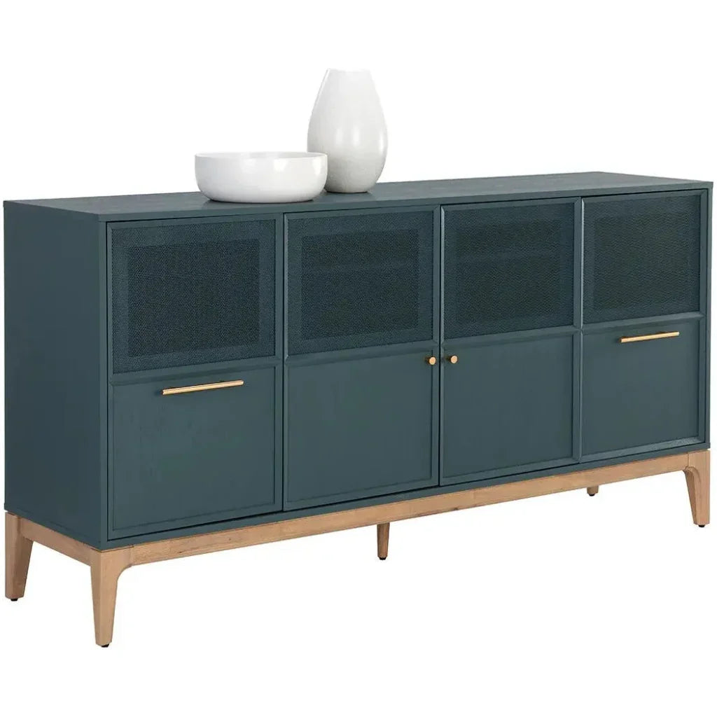 Rivero Teal Sideboard Gold Handles & Ample Storage - LOOMLAN - SUNPAN - Sideboards