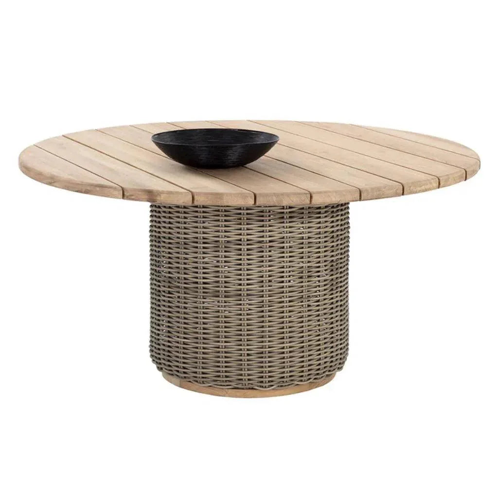 Riviera Wood Round Outdoor Dining Table-Outdoor Dining Tables-SUNPAN-LOOMLAN