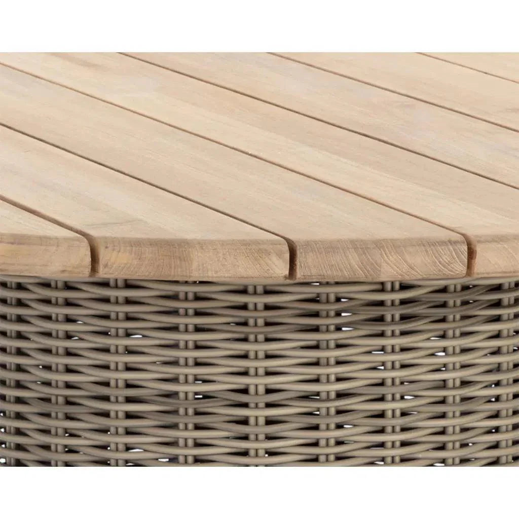 Riviera Wood Round Outdoor Dining Table-Outdoor Dining Tables-SUNPAN-LOOMLAN