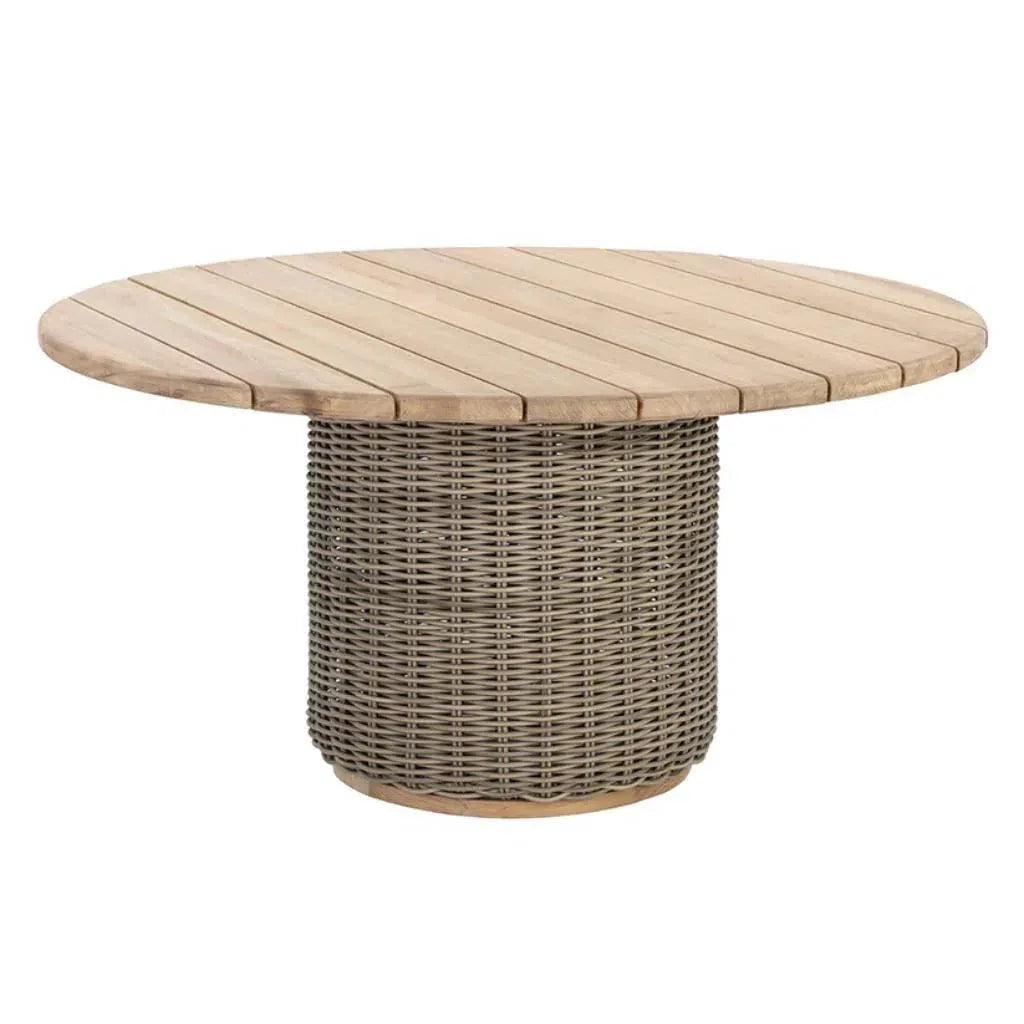 Riviera Wood Round Outdoor Dining Table-Outdoor Dining Tables-SUNPAN-LOOMLAN