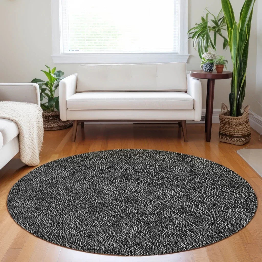 Riyala Black Washable Indoor-Outdoor Rug-Outdoor Rugs-LOOMLAN Rugs-LOOMLAN