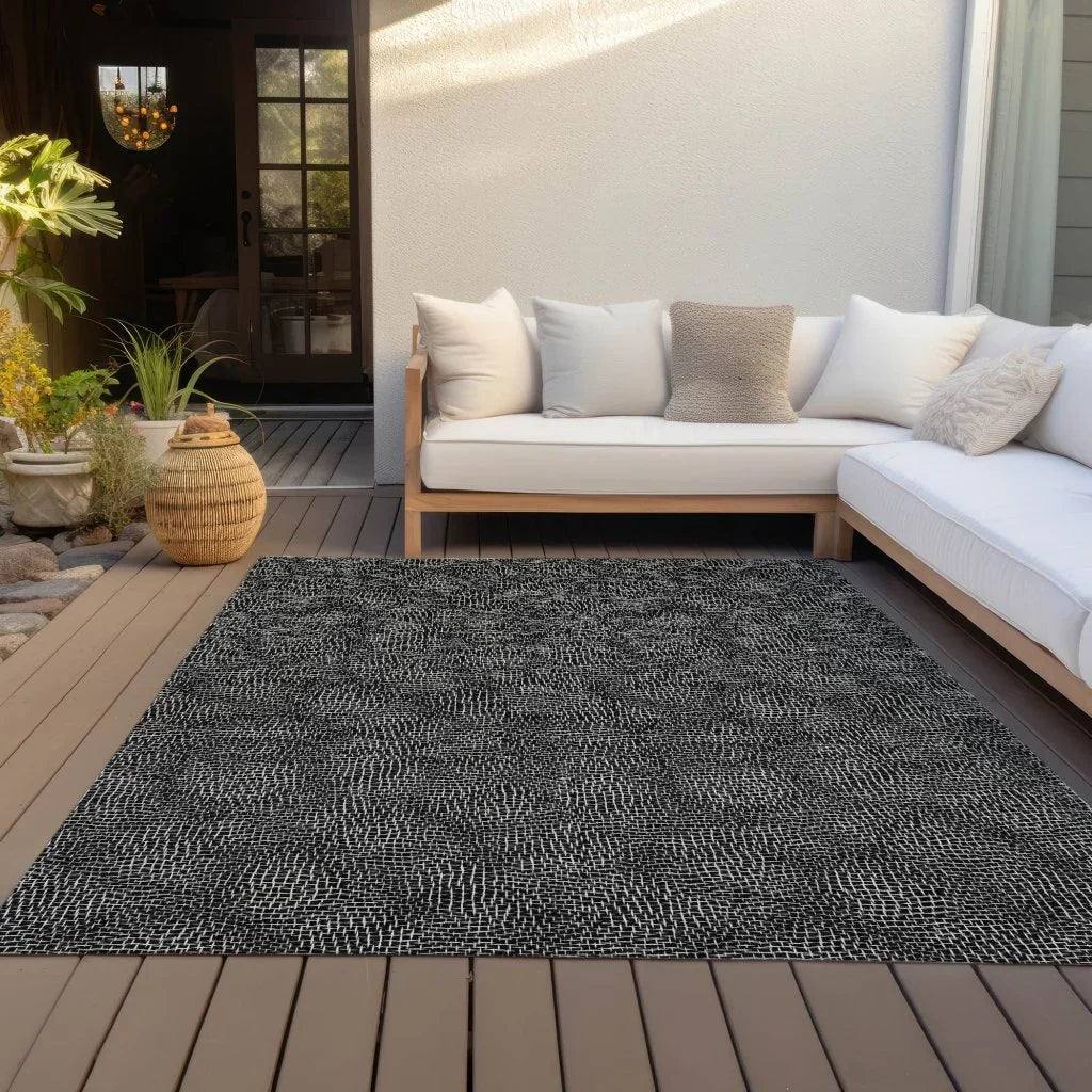 Riyala Black Washable Indoor-Outdoor Rug-Outdoor Rugs-LOOMLAN Rugs-LOOMLAN
