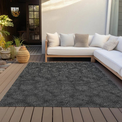Riyala Black Washable Indoor-Outdoor Rug-Outdoor Rugs-LOOMLAN Rugs-LOOMLAN