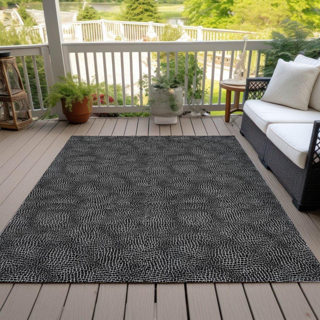 Riyala Black Washable Indoor-Outdoor Rug-Outdoor Rugs-LOOMLAN Rugs-LOOMLAN