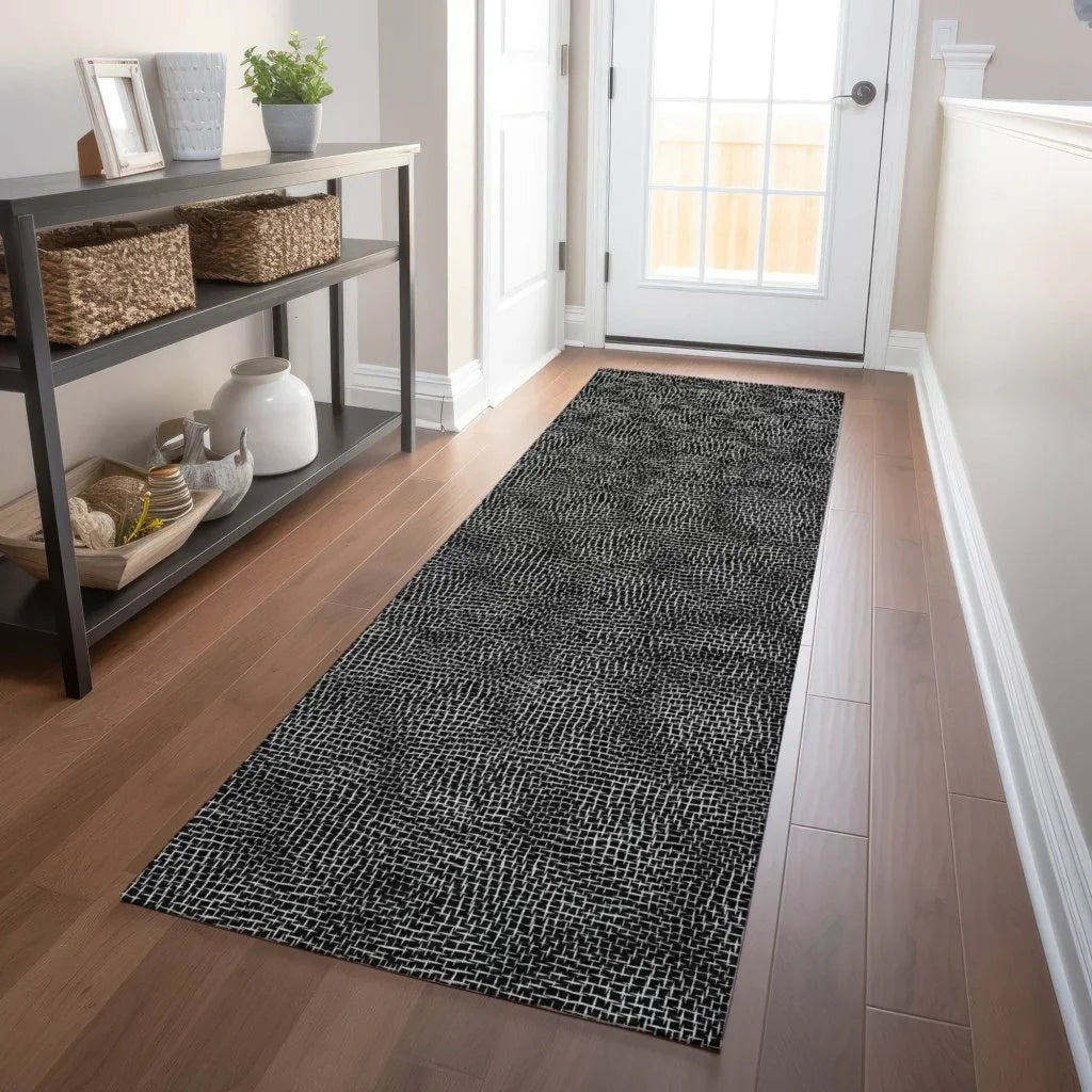 Riyala Black Washable Indoor-Outdoor Rug-Outdoor Rugs-LOOMLAN Rugs-LOOMLAN