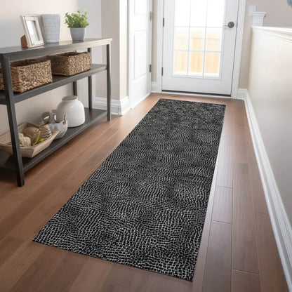 Riyala Black Washable Indoor-Outdoor Rug-Outdoor Rugs-LOOMLAN Rugs-LOOMLAN