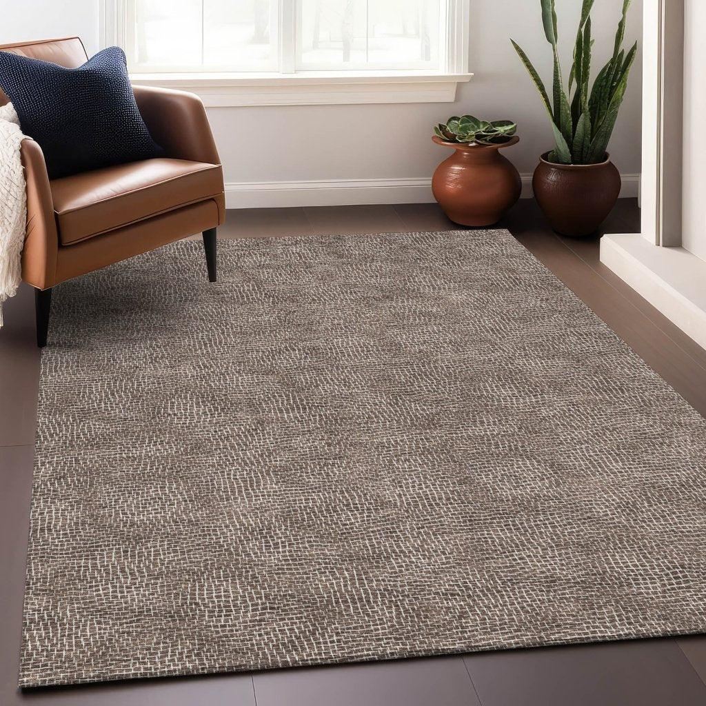 Riyala Brown Washable Indoor-Outdoor Rug-Outdoor Rugs-LOOMLAN Rugs-LOOMLAN