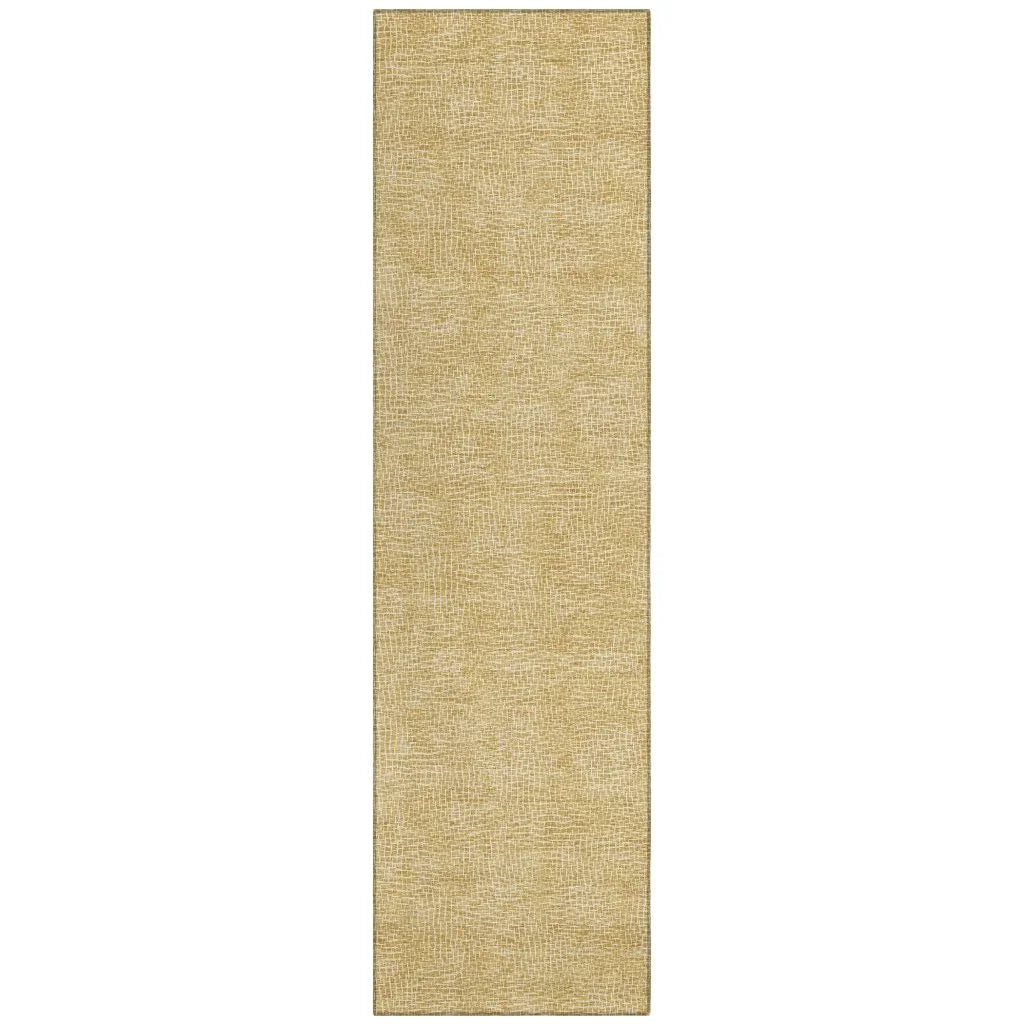 Riyala Gold Washable Indoor-Outdoor Rug-Outdoor Rugs-LOOMLAN Rugs-2'3" x 7'6"-LOOMLAN