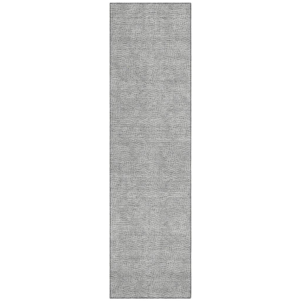Riyala Gray Washable Indoor-Outdoor Rug-Outdoor Rugs-LOOMLAN Rugs-2'3" x 7'6"-LOOMLAN