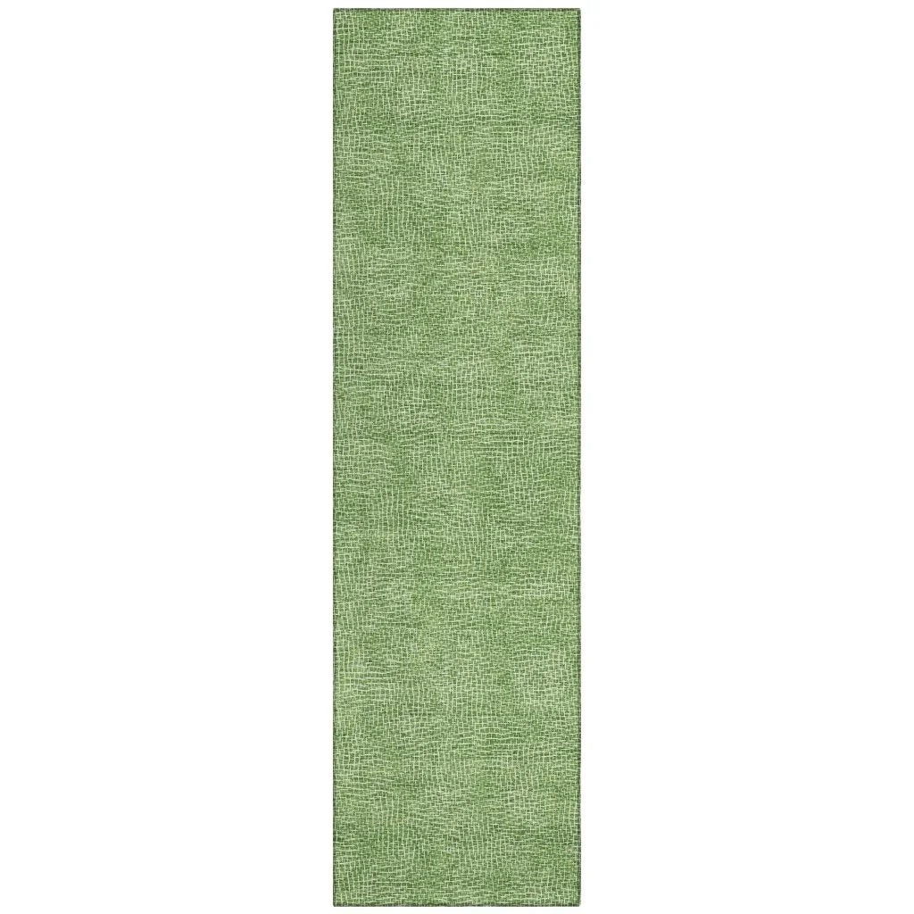 Riyala Green Washable Indoor-Outdoor Rug-Outdoor Rugs-LOOMLAN Rugs-2'3" x 7'6"-LOOMLAN