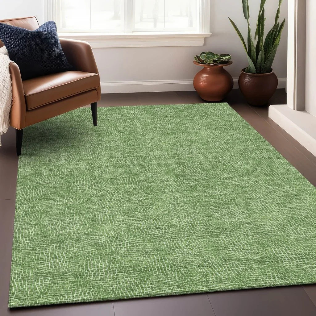 Riyala Green Washable Indoor-Outdoor Rug-Outdoor Rugs-LOOMLAN Rugs-LOOMLAN