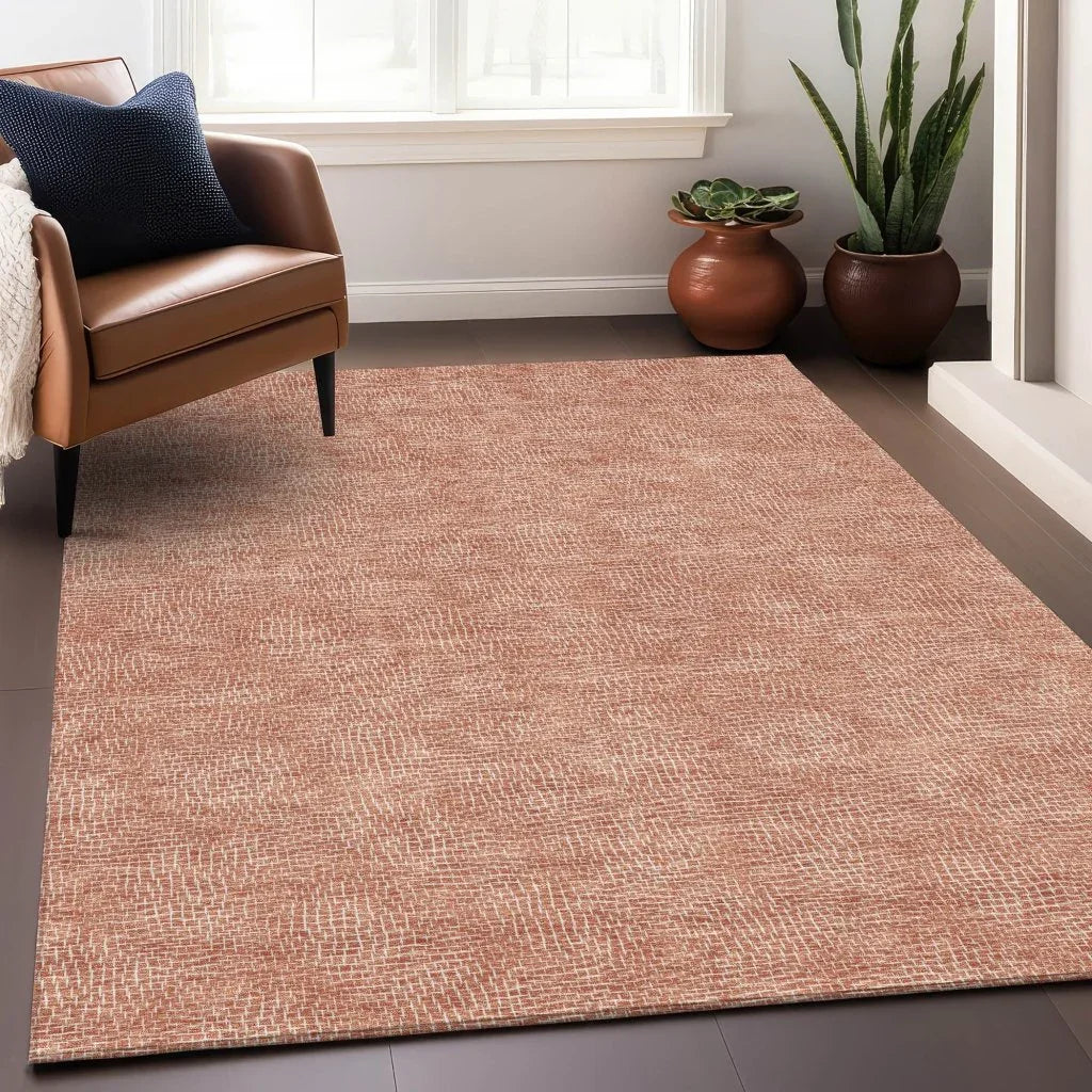 Riyala Orange Washable Indoor-Outdoor Rug-Outdoor Rugs-LOOMLAN Rugs-LOOMLAN