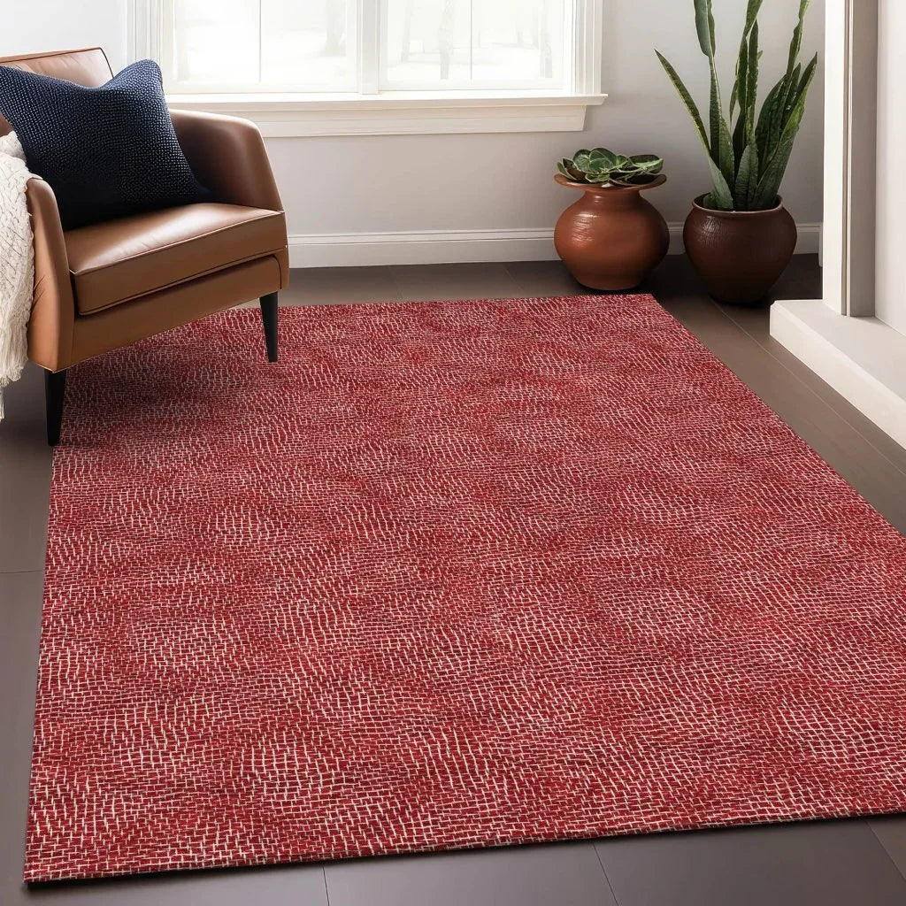 Riyala Red Washable Indoor-Outdoor Rug-Outdoor Rugs-LOOMLAN Rugs-LOOMLAN
