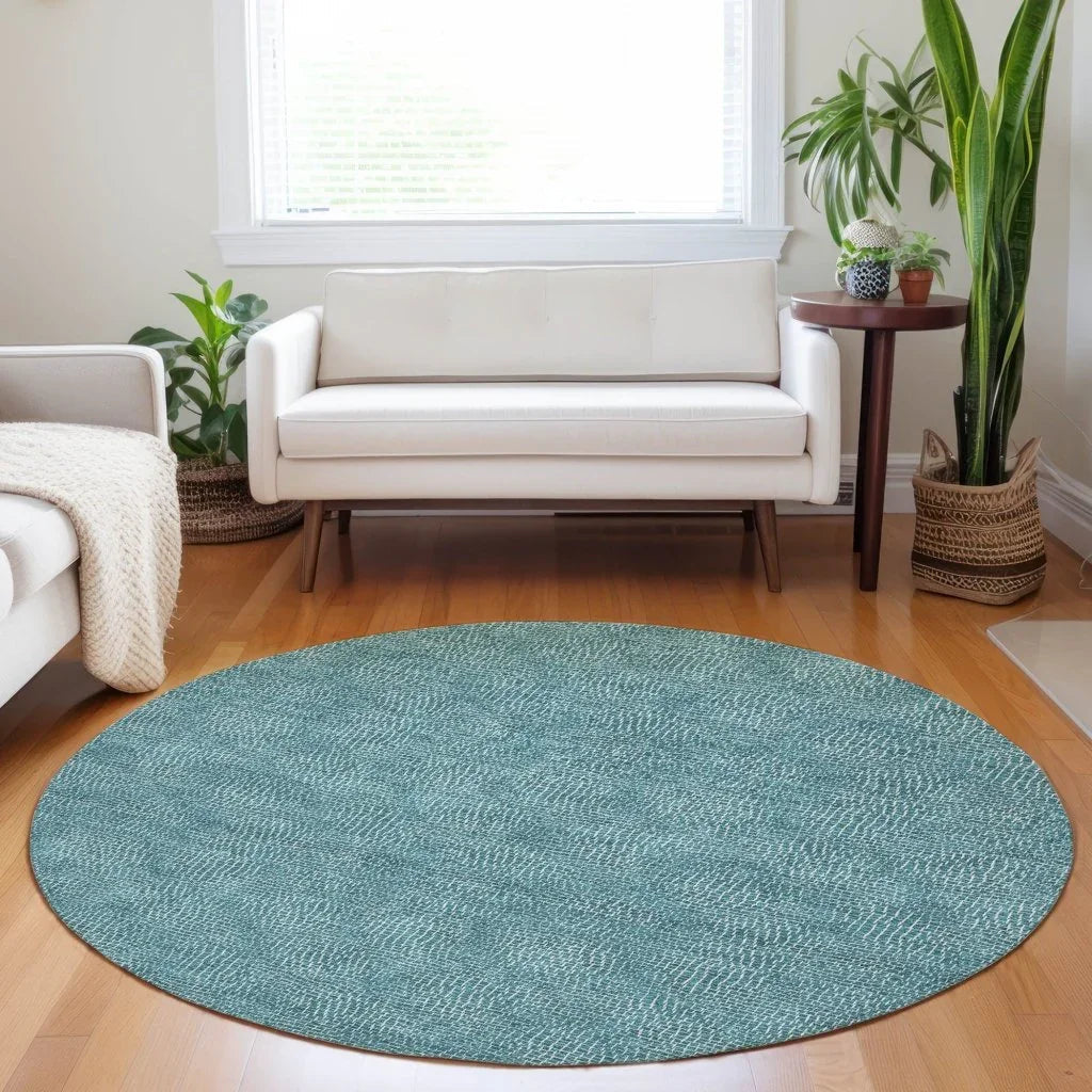 Riyala Teal Washable Indoor-Outdoor Rug-Outdoor Rugs-LOOMLAN Rugs-LOOMLAN